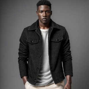 2024 cross-border Amazon autumn and winter new men's fashion woolen coat single-breasted solid color jacket