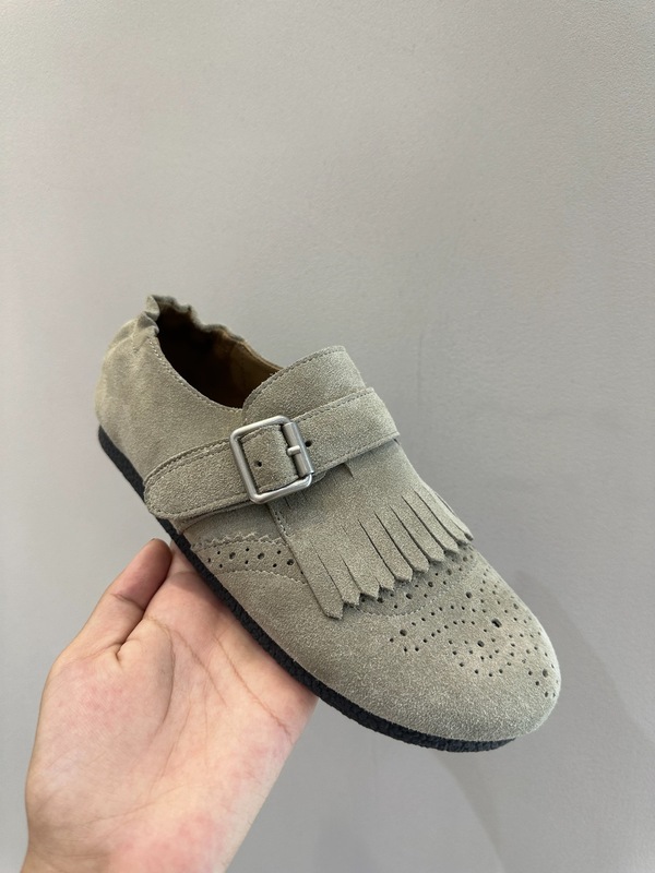 羊皮版~复古小众流苏皮带扣圆头丑萌勃肯平底单鞋女秋冬季乐福鞋|undefined
