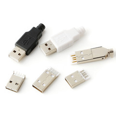 Supply and produce USB plug series AM chip card reader SMT copper end male black and white glue connector