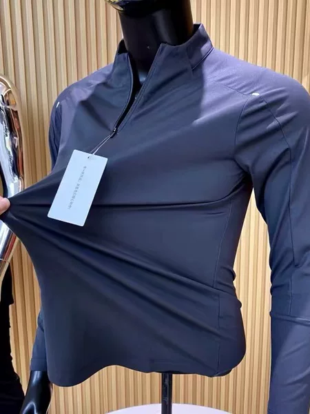 320G Heavy Half Zipper Collar Wear Men's Autumn and Winter Thickened Warm Backing Shirt Sports Long Sleeve T-shirt
