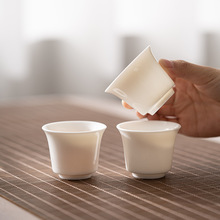 简约白瓷功夫小茶杯茶具玉瓷日式手绘描金品茗杯羊脂玉个人杯logo