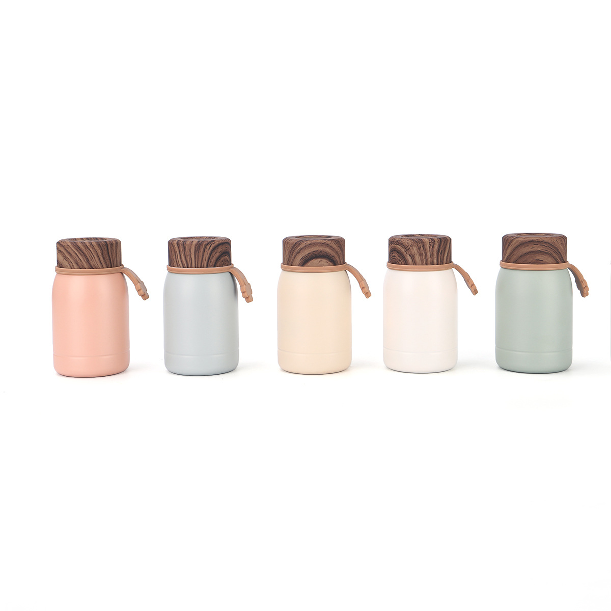 Creative Stylish Wood Grain Lid Mini Pocket 304 Stainless Steel Insulated Cup For Students, Compact And Portable_voghion.com