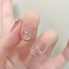 【人魚】立體人魚尾水光貓眼鑲嵌珍珠高定手工美甲穿戴甲成品批發