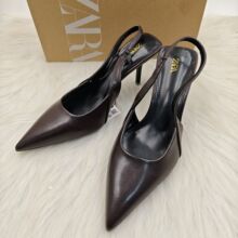 2026 Spring/Summer New Pointed Fine Heel Muller Shoes High Heels Women's Leather High Heels
