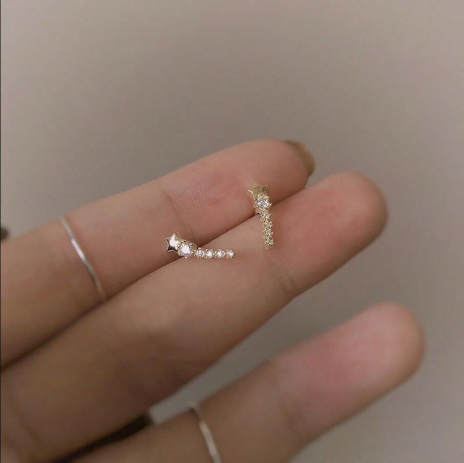 Creative copper crystal earings with zircon