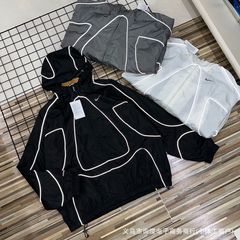一件代发春秋NK连帽外套勾子休闲运动反光条夹克男女款情侣款大码