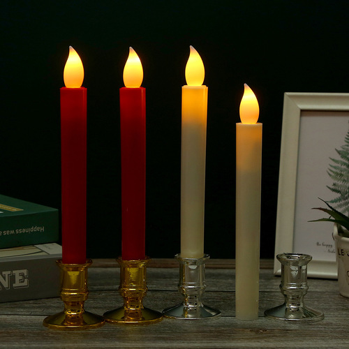 Electronic candle light with long rod, smokeless, flameless simulation, candle church wedding venue atmosphere decoration prop