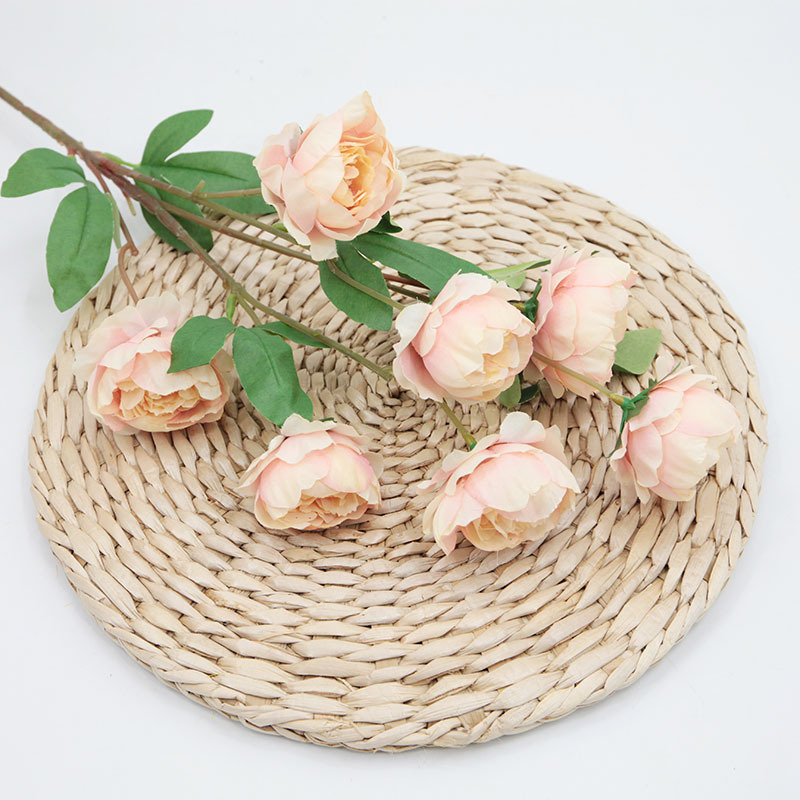 Flor Artificial 6-cabeza exquisita peonía artificial peonía flor boda Home Hotel accesorios de tiro Flor de seda flor artificial al por mayor