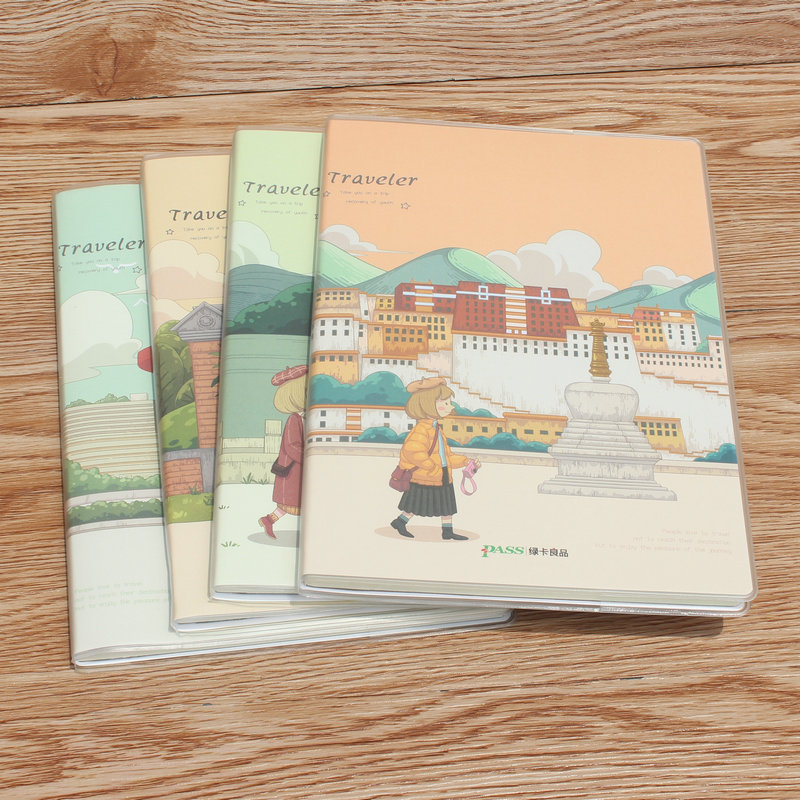 绿卡良品A5炫彩胶套笔记本 60张学生软抄本卡通文具创意本子批发|ms
