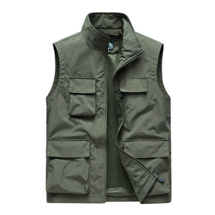 Spring and Autum Outdoor Casual Men's Fishing Vest Middle-Aged and Elderly Workwear Multi-Pocket Men's Vest Men's Photography Vest