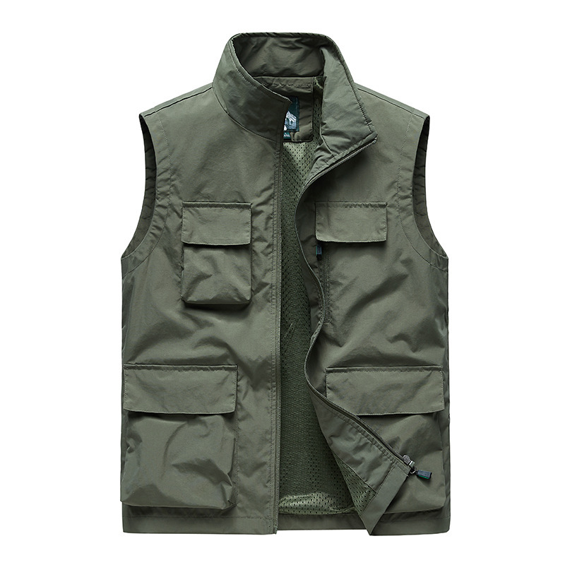 Spring and Autumn Outdoor Casual Men's Fishing Vest, Middle-Aged and Elderly Men's Vest, Men's Work Vest with Multiple Pockets Spring and Autumn Outdoor Casual Men's Fishing Vest, Middle-Aged and Elderly Men's Vest, Men's Work Vest with Multiple Pockets