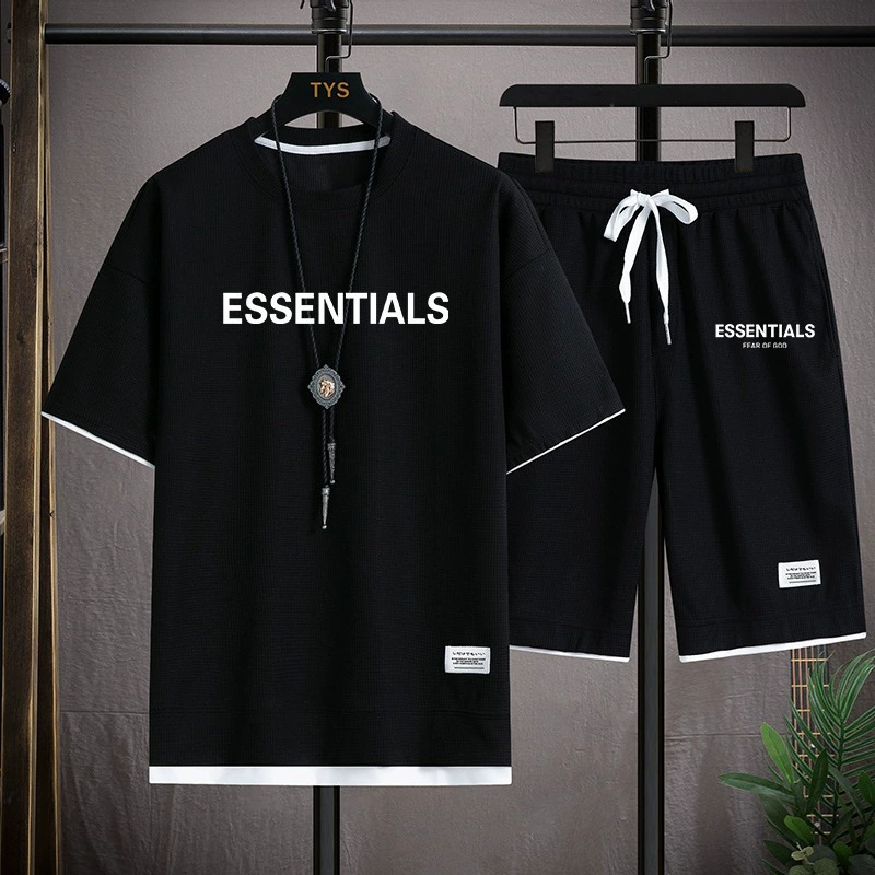 ESSENTIALS Двухпроводная линия FEAR OF GOD Летние новые вафли ttbag шорты из двух частей гонконгского ветра для мужчин