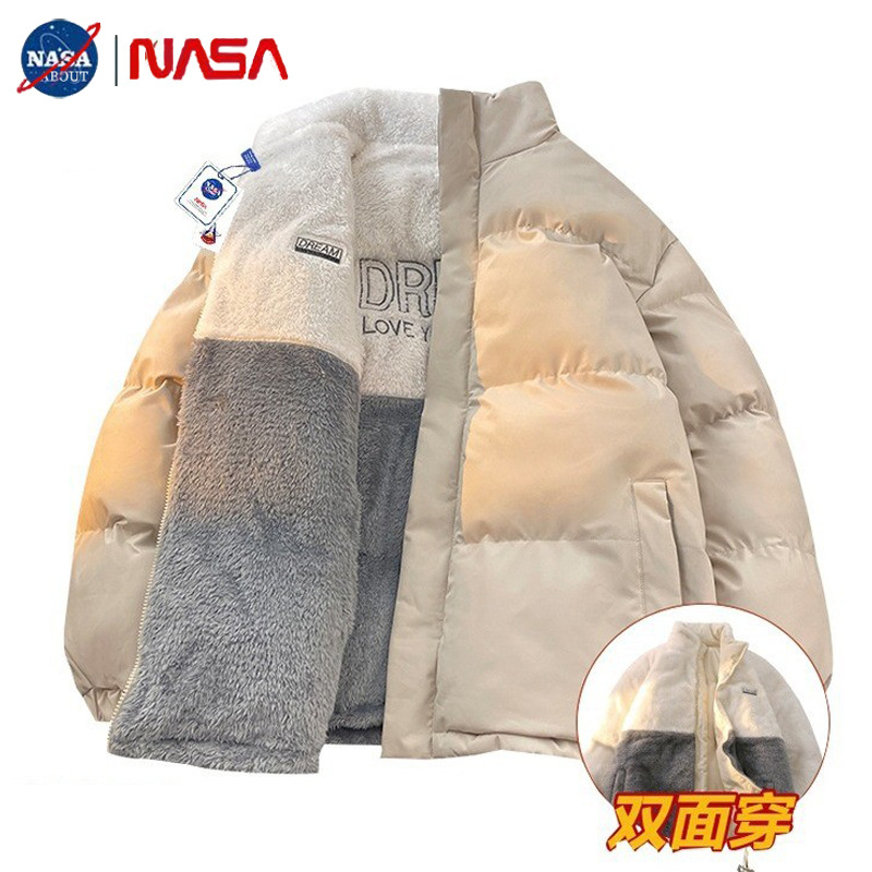 NASA联名情侣棉服两面穿羊羔绒保暖衣服服男款冬季潮牌加厚冬季外