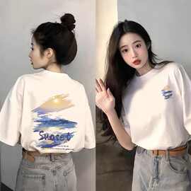 纯棉白色短袖t恤女2025新款爆款夏季设计感小众上衣宽松大码体恤