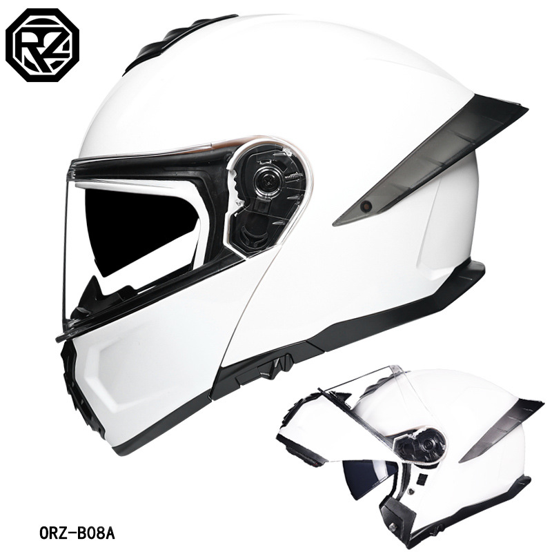 Casco de Motocicleta Orz con Certificación DOT para Hombre y Mujer, Casco Abierto con Visera Doble, Spoiler de Invierno, Cobertura Media, Azul para Todas las Estaciones.