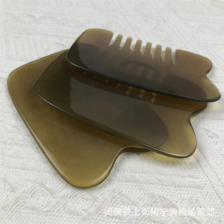 Horn Comb Six Teeth Head Massage Comb Gua Sha Meridian Comb Acupoint Stick Under 10cm quality and texture