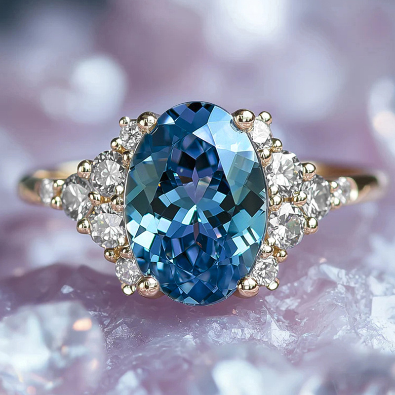 Ocean Style Imitation Sapphire Transparent Ring For Women_voghion.com