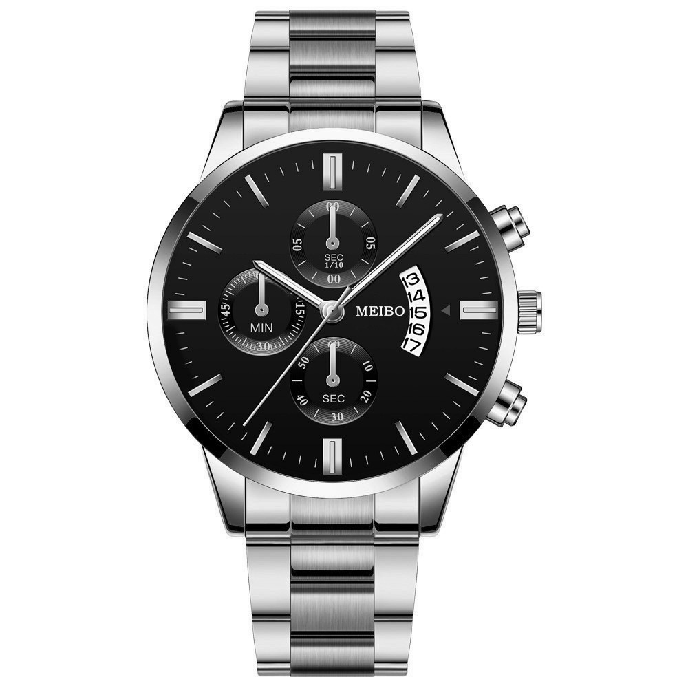 Reloj de hombre de negocios no mecánico de moda casual hombres de acero inoxidable con calendario atmosférico reloj de cuarzo