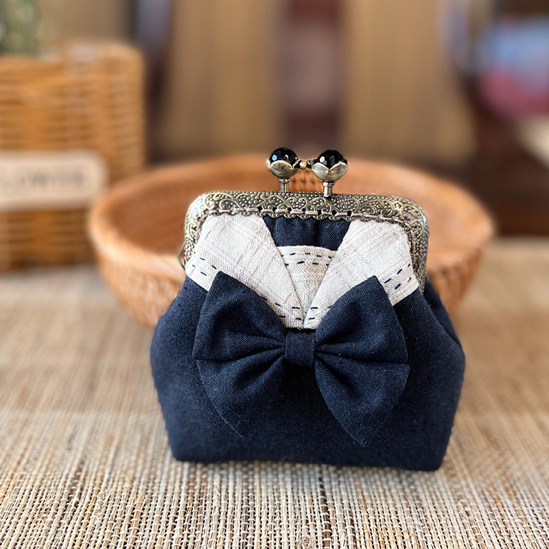Bolsas de tela de arco de lujo bordadas a mano bolsas de tela navy bolsas de regalo para novias