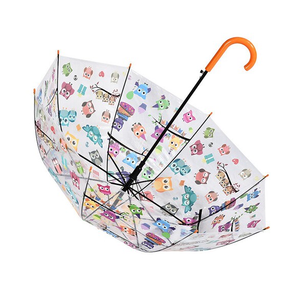 Transparent umbrella cartoon owl wholesale POE hand automatic long…