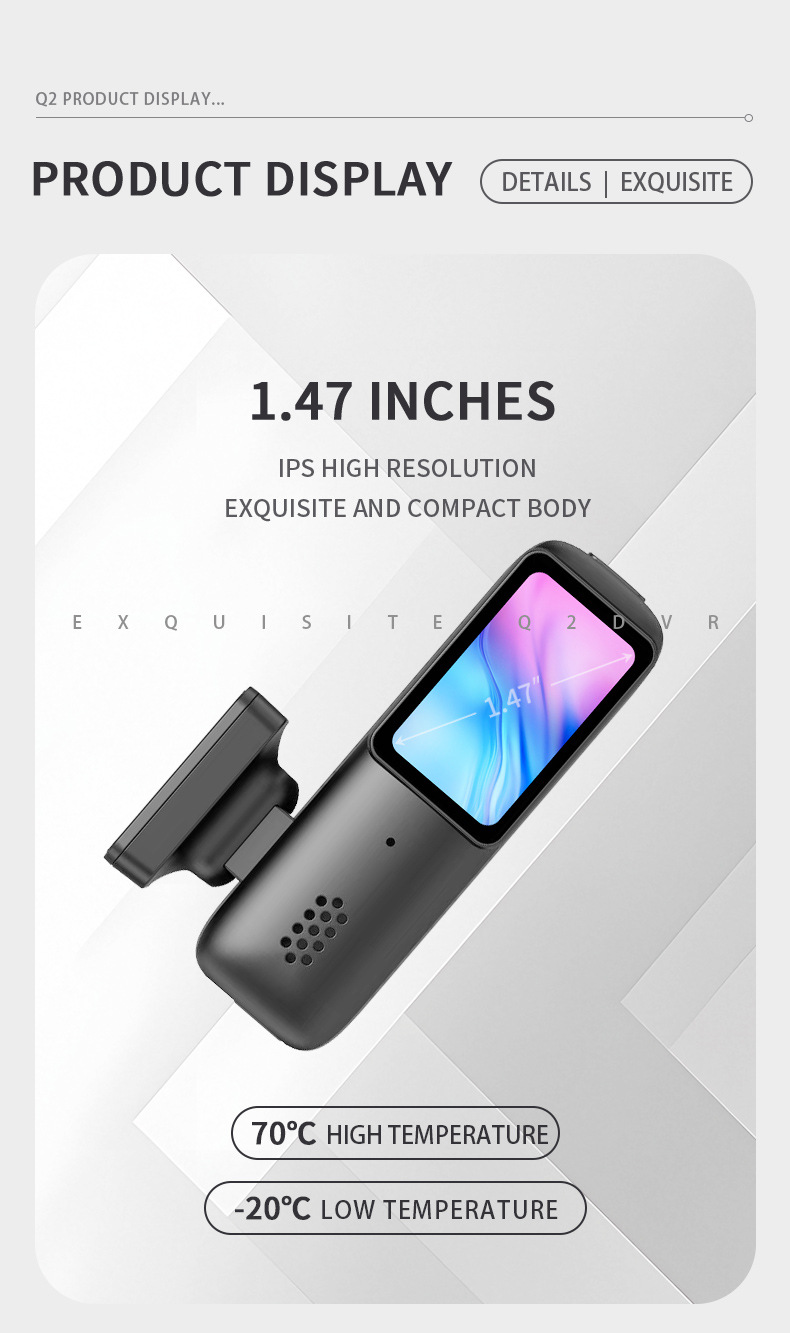 2K+1K Front and Rear Dual Recording Hidden Dash Cam 1.47inch Car-Mounted Dual-Lens Wifi Recorder