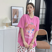 睡衣女夏可爱草莓女孩小清新棉质甜美短袖短裤可外套装穿家居服女