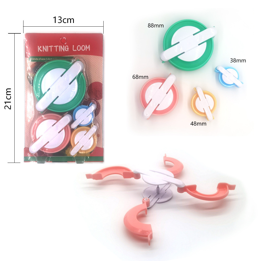 Herramientas de tejido de agujas de suéter transfronterizas PP de plástico, máquina de fabricación de bolas de lana redondas, un conjunto de 4 máquinas de fabricación de bolas de lana