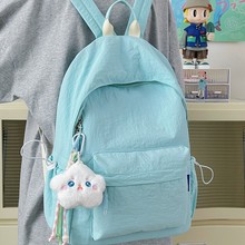 韩版纯色百搭高中大学生书包女校园上课背包轻便休闲旅行双肩包女