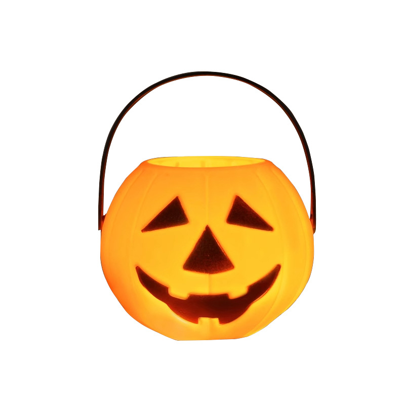 Lámpara de calabaza de Halloween barril de dulces portátil para niños canas de azúcar decoración de jardín de infantes accesorios linterna luminosa