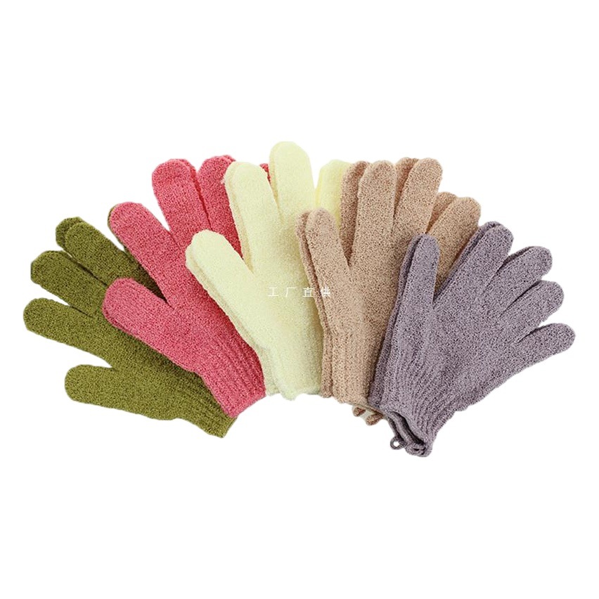 Perezoso cinco dedos guantes de baño espalda frotar Toalla de baño gris exfoliante Exfoliante Piel muerta de doble cara disponible 2 pack