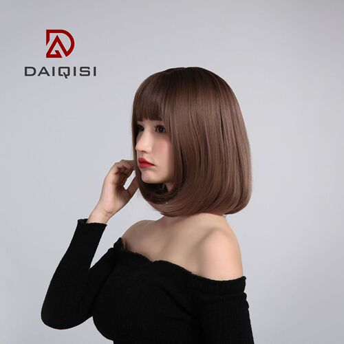 Oushuo Factory Wholesale False Hair for Women Short Pear Shaped Shoulder Full Head Wig Natural and Fluffy Collarbone Wavy Hair System