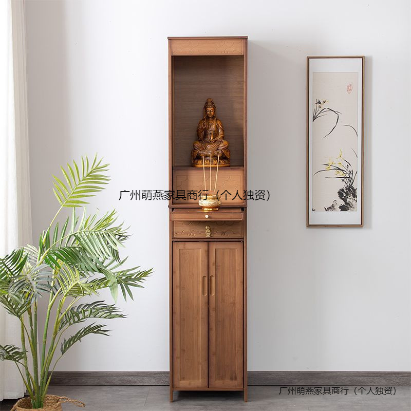 Buddhist Altar Cabinet for Home Use, Shrine for Buddha Statues and God of Wealth, New Chinese Style Altar Cabinet with Doors