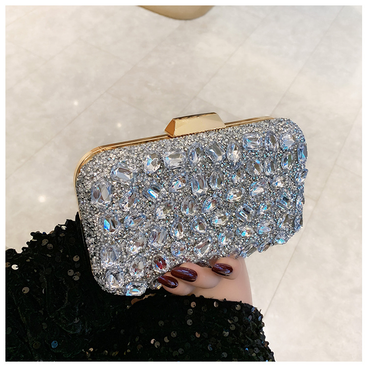New cross-border full-diamond shiny bags, diamond-encrusted clutch bags, dinner bags, wedding banquet bags, party bags, small square bags and women's bags undefined