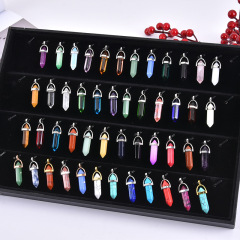 天然水晶瑪瑙六角柱ペンダントひし形子弾頭ネックレス卸売りquartz pointペンダント