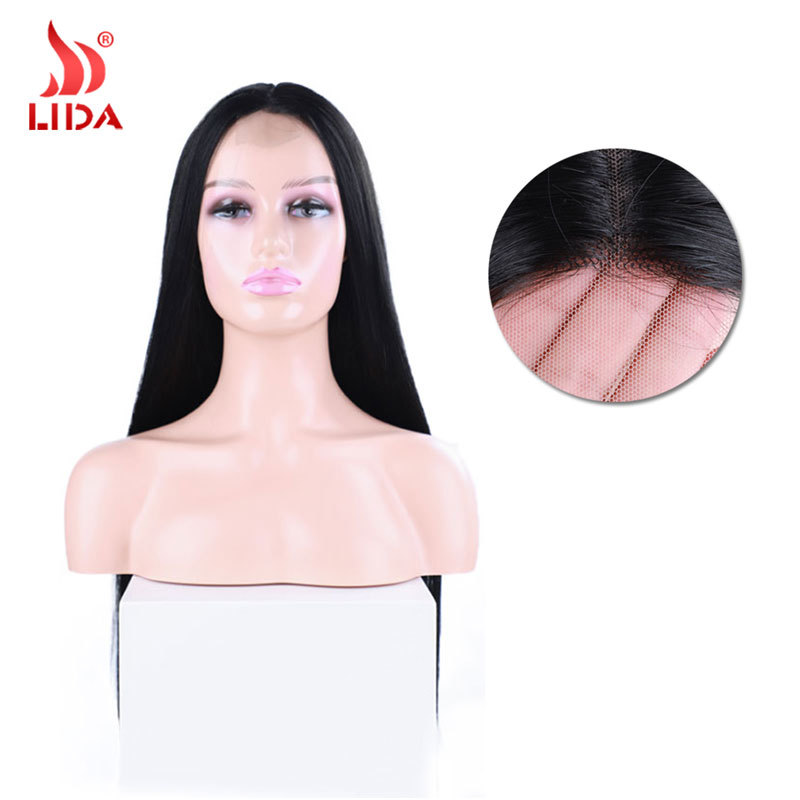 Amazon wig European and American bob chemical fiber lace headgear long straight hair women's middle synthetic wigs factory