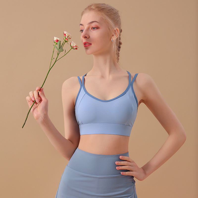 国境を越えた新しいスポーツブラ、耐衝撃ランニングヨガベスト、プッシュアップ一体型プロピラティスブラ