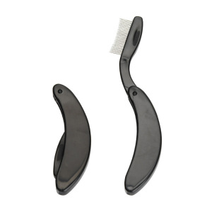 Curved plastic handle eyebrow comb beauty tool foldable stainless steel steel needle eyebrow comb/eyelash comb
