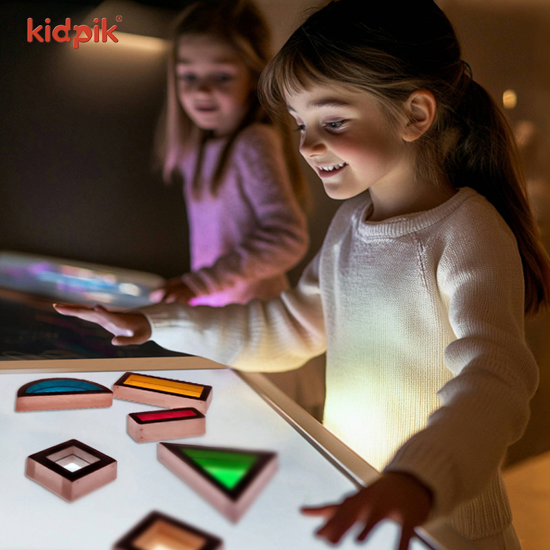 Wooden Light and Shadow Table Montessori Early Education Equipment Led Light Table Science Area Exploration Early Education Kindergarten Art Cognition