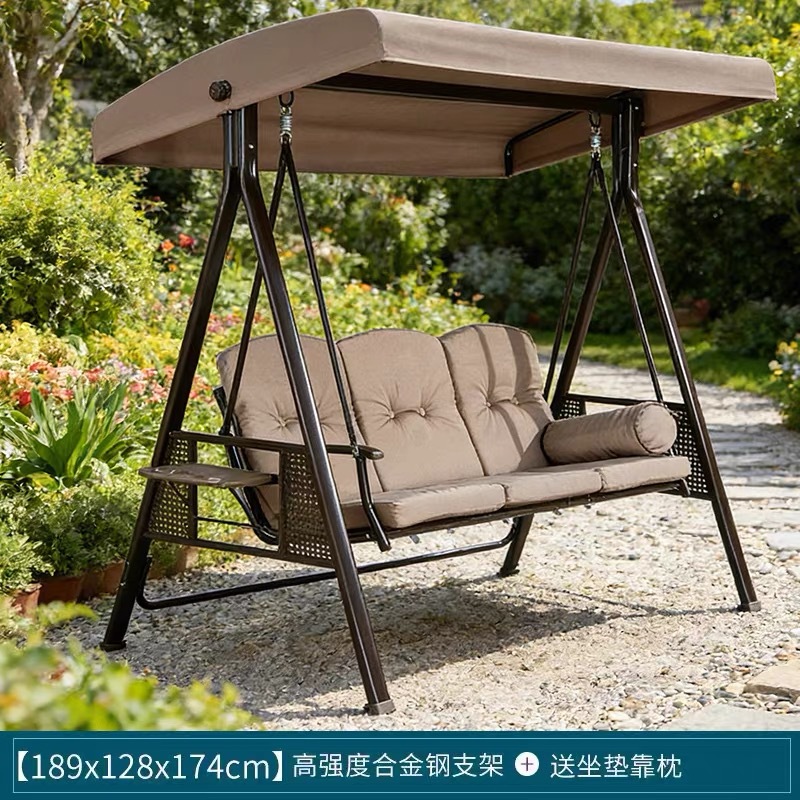 Silla de balancín al aire libre para sentarse y acostarse, doble uso para tres personas para aumentar el patio jardín cama de hamaca de ocio de hierro forjado