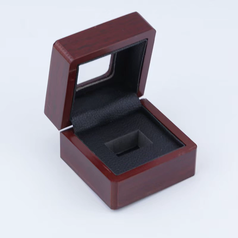 Кольцо чемпионата с одним отверстием деревянная коробка прозрачная крышка высококачественная деревянная коробка упаковка с одним отверстием кольцо коробка темная деревянная коробка