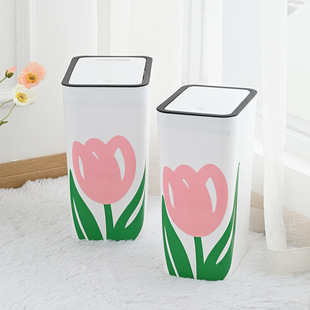 Push-Type Trash Can Large Capacity Household Toilet Bathroom Kitchen Living Room Covered Trash Basket Wholesale Anti-Spill