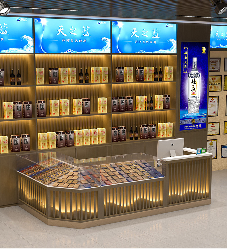 烟柜展示柜超市便利小卖部烟柜收银台玻璃转角多功能转角一体组合