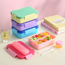 跨境搭配四格饭盒配酱料盒餐具盒8024 4格独立密封便当盒1350ML