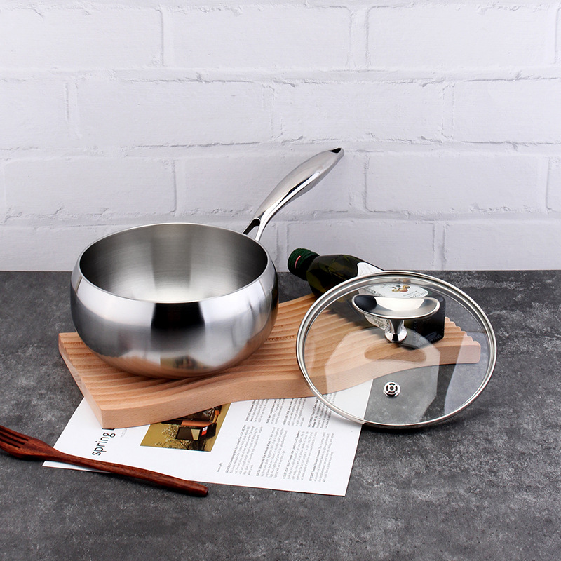 COOKONE18 / 10 acero inoxidable grueso pescado volador de un solo mango olla de leche 304 harina de fideos hervida olla de leche caliente olla de alimentos suplementarios