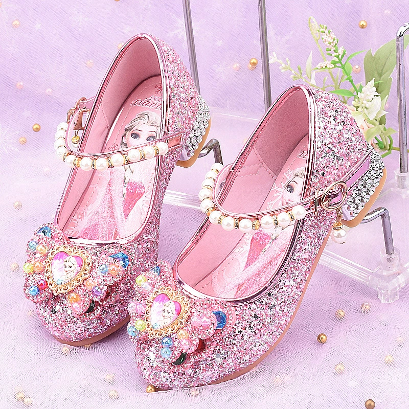 Детские туфли на высоком каблуке Aisha Princess, хрустальные туфли для девочек, конкурс, детская кожаная обувь среднего и старшего возраста, поддерживающая волосы