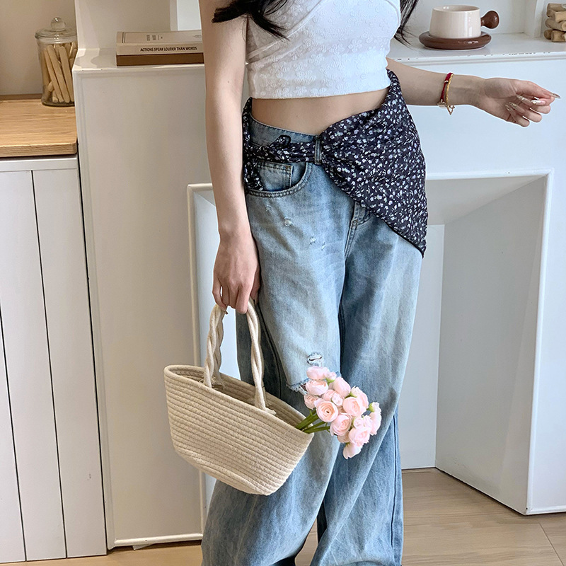 Buñuelo de seda de primavera y otoño nuevo buñuelo cuadrado de flores pequeñas buñuelo foto toque de cabeza pequeño cinturón de cabello fresco