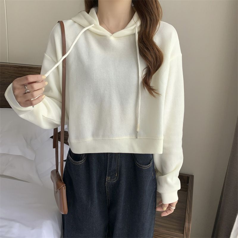 初春卫衣女小个子短款带帽新款薄款秋季上衣连帽卫衣百搭韩版初秋|undefined