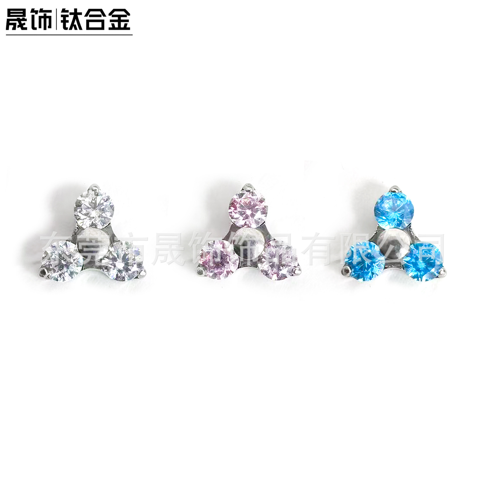 F136 Titanium Alloy 三角 Flower Ear Stud Studded 5A Cubic Zirconia Helix Cartilage Stud G23 Titanium Internal Thread Labret Stud Piercing Jewelry
