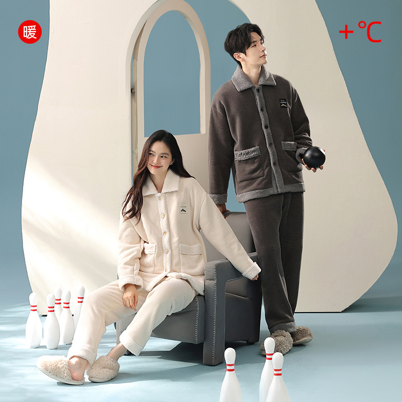 【米菲一体绒】情侣睡衣冬季加厚保暖米菲一体绒家居服套装可外穿