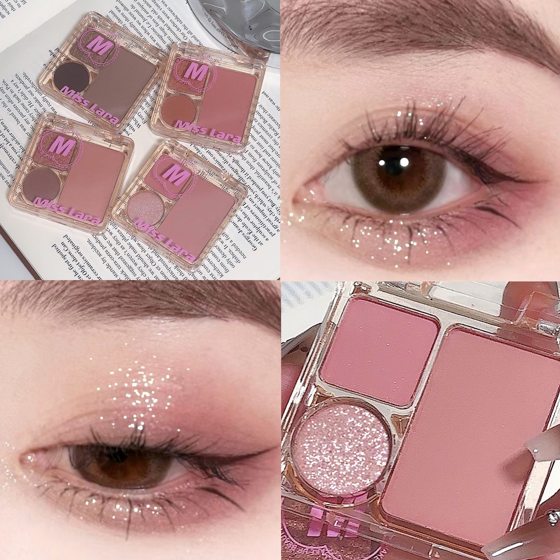 Misslara new three-color mini eye shadow plate matte pearlescent easy vignetting eye shadow plate gray pink delicate makeup